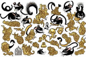 Rat king hoarding gold tattoo idea