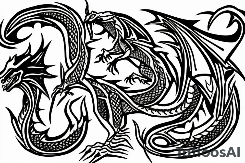 Dragon, bold lines tattoo idea