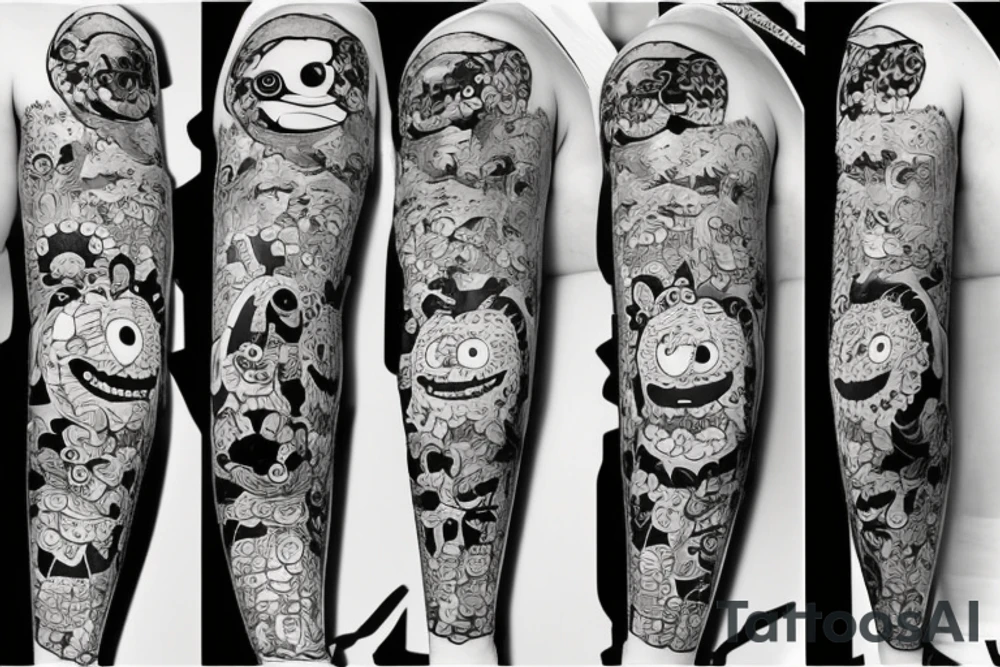 Laws inspired tattoos with Cookie Monster and Elmo and stars tattoo idea