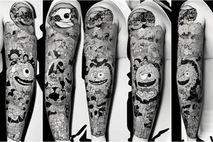 Laws inspired tattoos with Cookie Monster and Elmo and stars tattoo idea