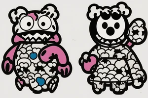 Kaws inspired tattoos with Cookie Monster and Elmo and stars tattoo idea