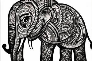 Real indian elephant half Indian design tattoo idea