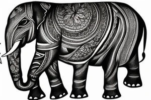 Real indian elephant half Indian design tattoo idea