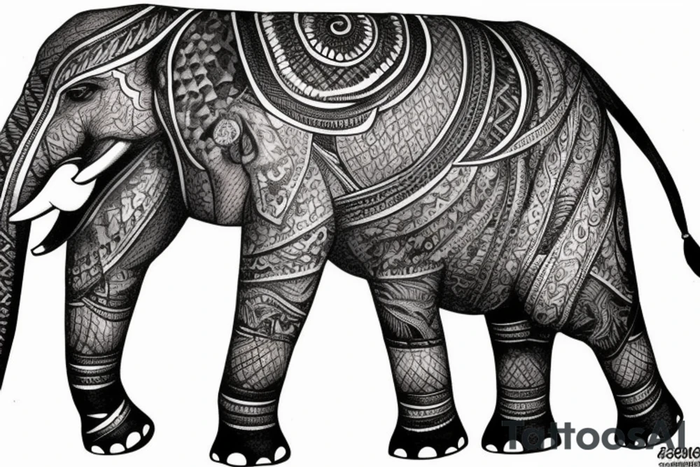 Indian Elephant realistic half Indian design tattoo idea