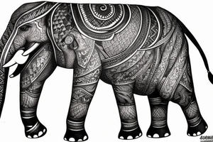 Indian Elephant realistic half Indian design tattoo idea