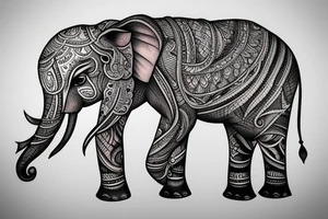 Indian Elephant realistic half Indian design tattoo idea