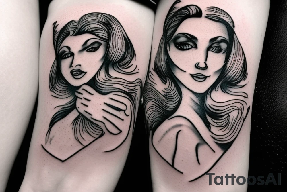 Black and white mixture between a sexy smurfette and a sexy madonna del dias del muretos tattoo idea