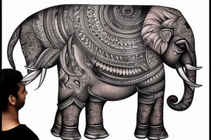 Indian Elephant realistic half Indian design tattoo idea