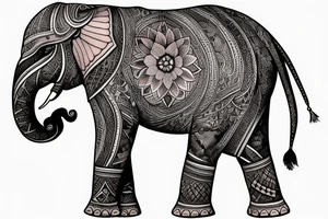 Indian Elephant realistic half Indian design tattoo idea