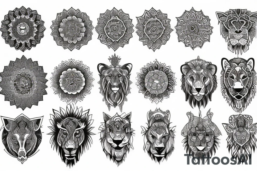 mandala lion tattoo idea