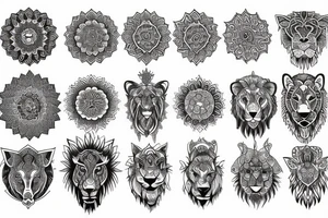 mandala lion tattoo idea