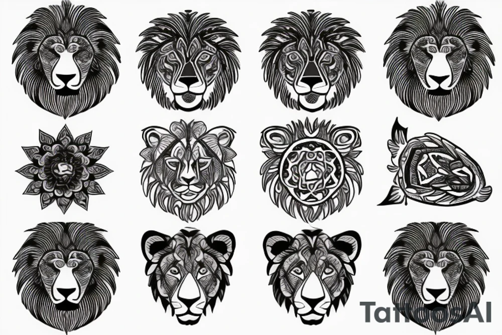 mandala lion tattoo idea