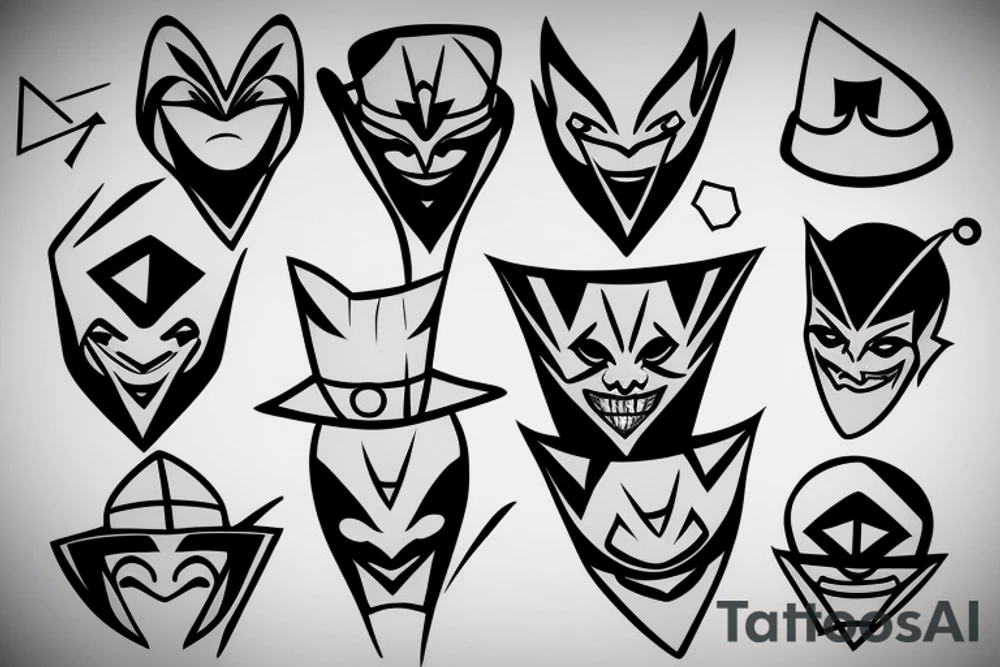 geometric joker hat tattoo idea
