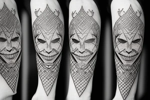 geometric medieval joker hat tattoo idea