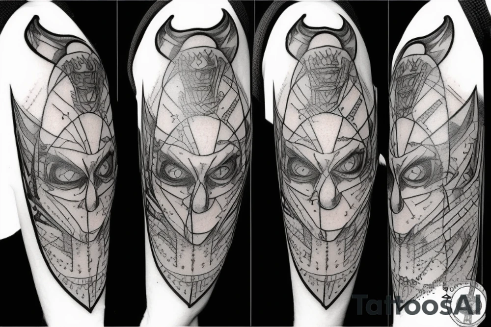 geometric medieval joker hat tattoo idea