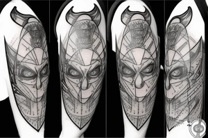 geometric medieval joker hat tattoo idea