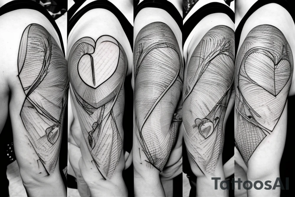anatomical heart and eyeglasses tattoo idea
