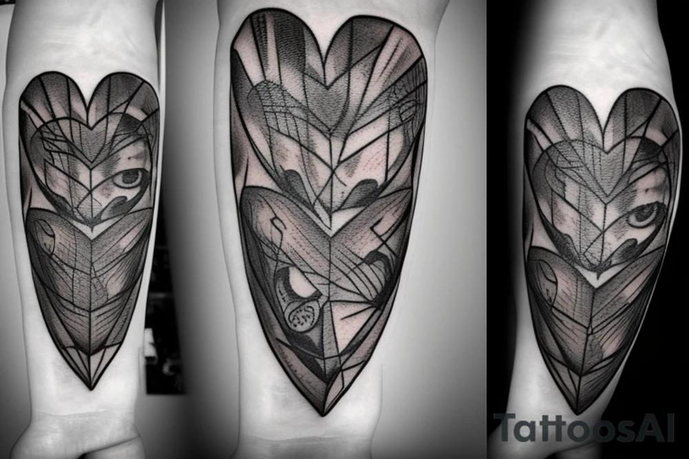 anatomical heart and eyeglasses tattoo idea