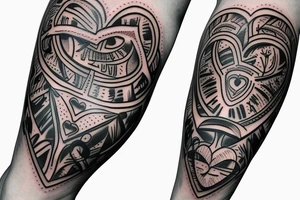 anatomical heart and eyeglasses tattoo idea