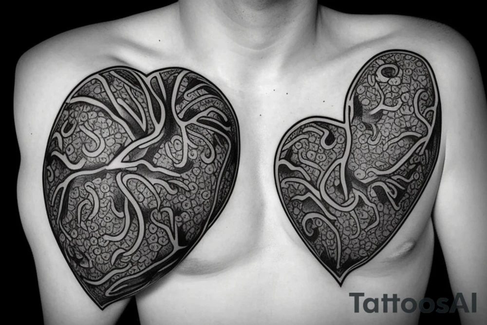 anatomical heart wearing eyeglasses tattoo idea