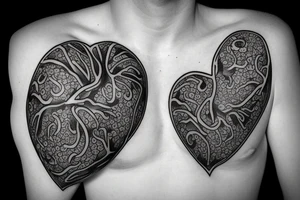 anatomical heart wearing eyeglasses tattoo idea
