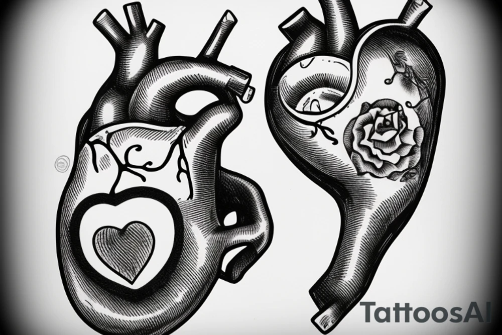 anatomical heart wearing eyeglasses tattoo idea