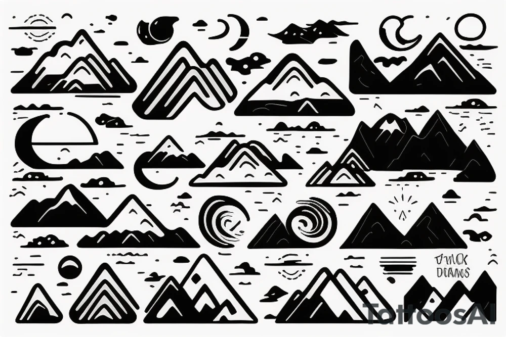 Sunrise over the mountains flipping into waves and a sunset over the ocean tattoo idea