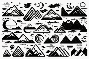 Sunrise over the mountains flipping into waves and a sunset over the ocean tattoo idea