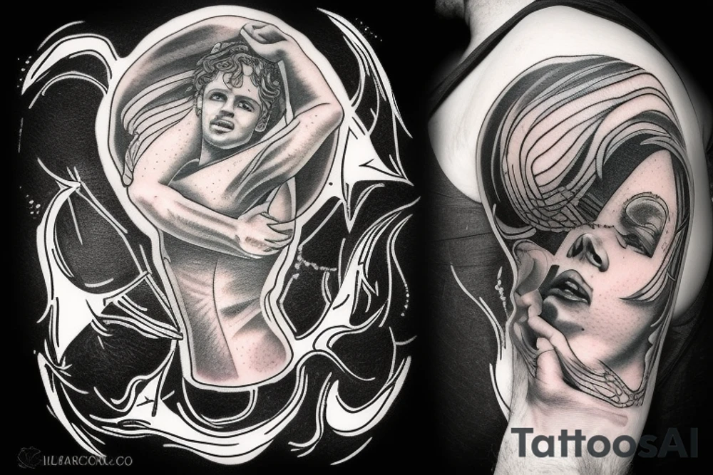 Icarus falling into a black hole tattoo idea