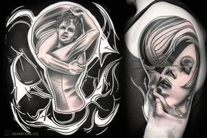 Icarus falling into a black hole tattoo idea