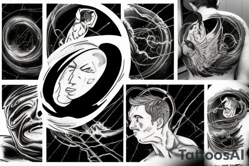 Icarus falling into a black hole tattoo idea