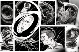 Icarus falling into a black hole tattoo idea