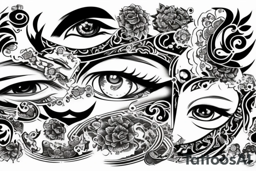 eye with yakuza tattoo idea