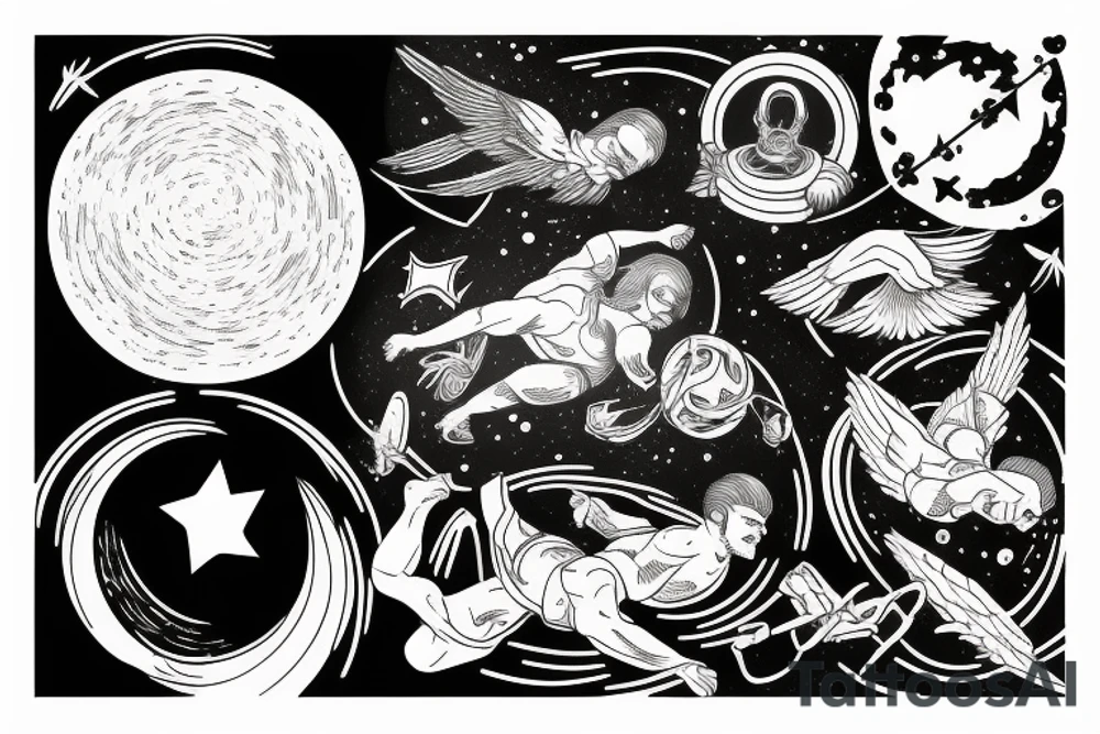 Icarus falling into a black hole with space elements tattoo idea Icarus falling into a black hole with space elements tattoo idea
