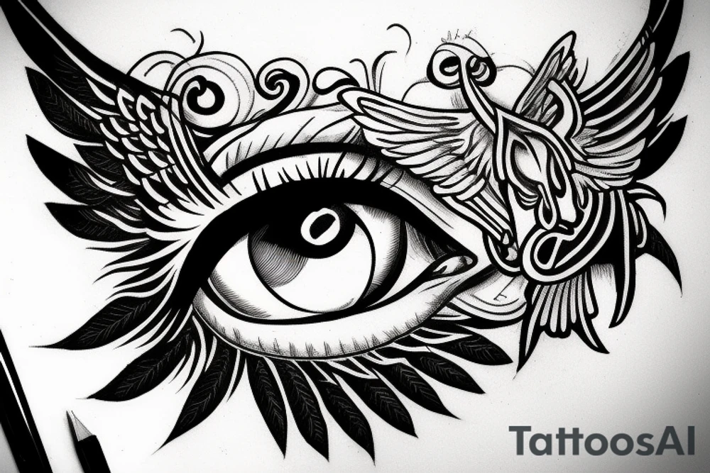 eye with wings tattoo idea