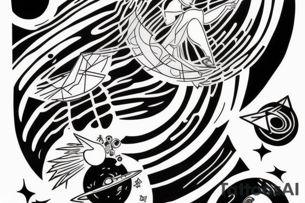 Icarus falling into a black hole with space elements tattoo idea Icarus falling into a black hole with space elements tattoo idea