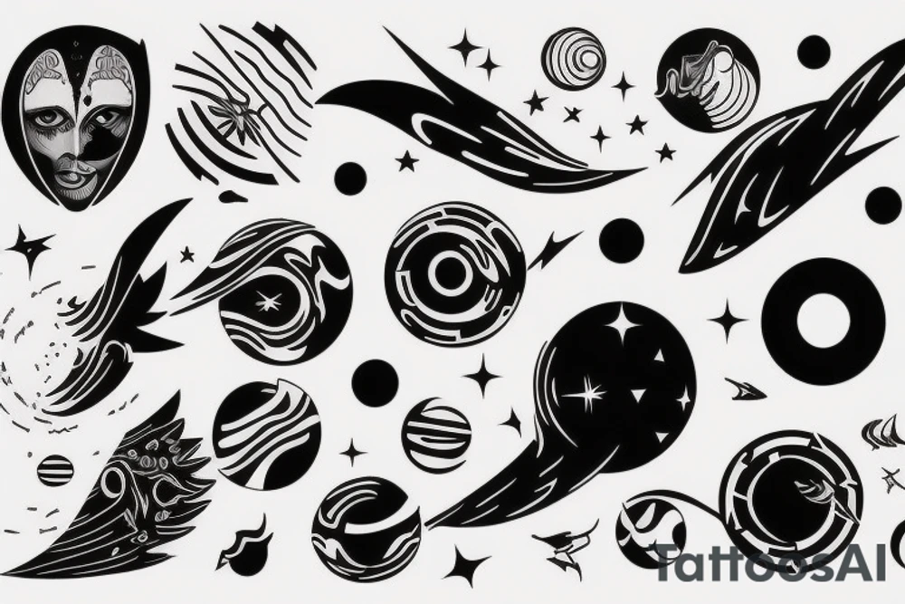 Icarus falling into a black hole with space elements tattoo idea Icarus falling into a black hole with space elements tattoo idea