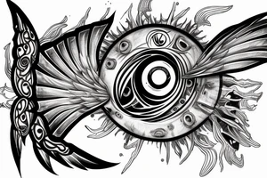 biomechanical eye with wings tattoo idea
