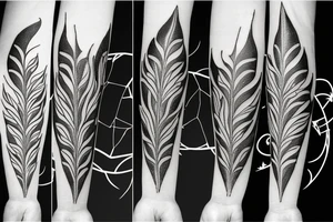 excalibur sword with leaves and fire and dust around on the forearm tattoo idea