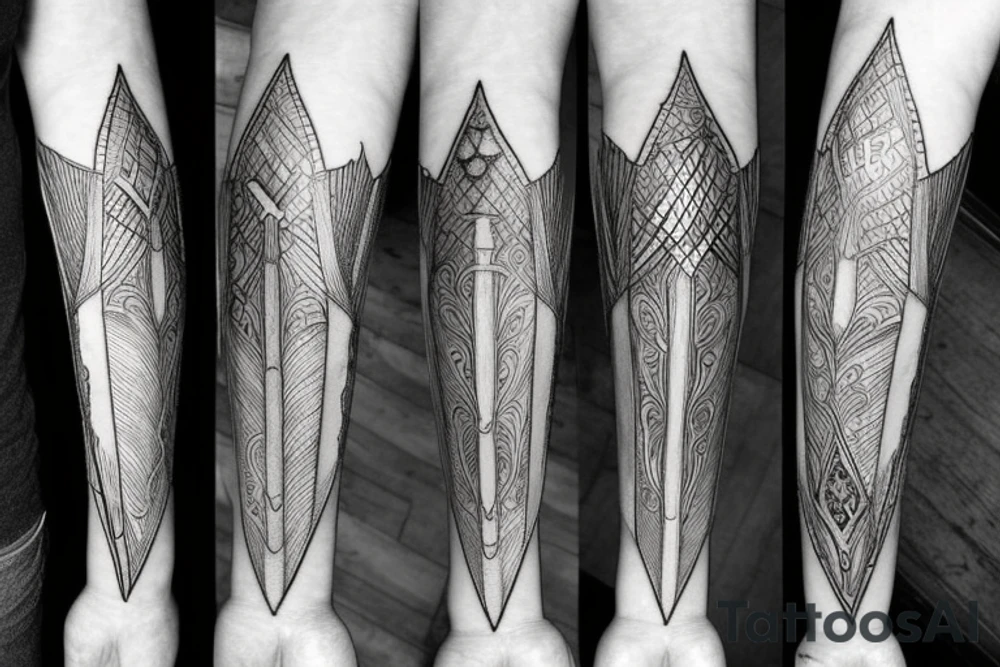 excalibur sword forearm tattoo idea