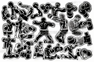 Boxing cross with word blessed tattoo idea
