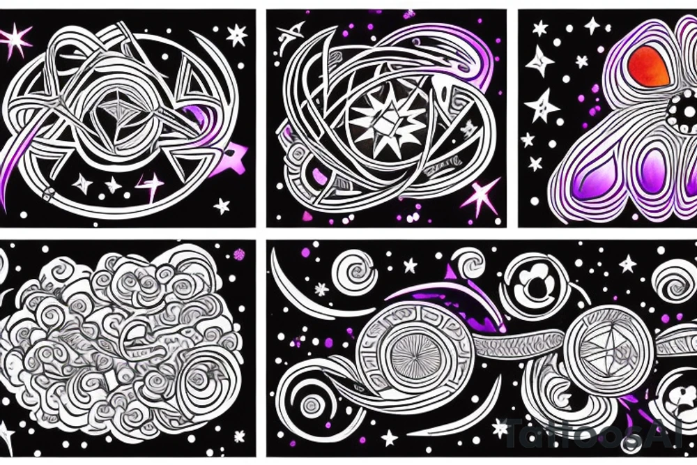 psychedelic image of two lovers in a constellation tattoo idea