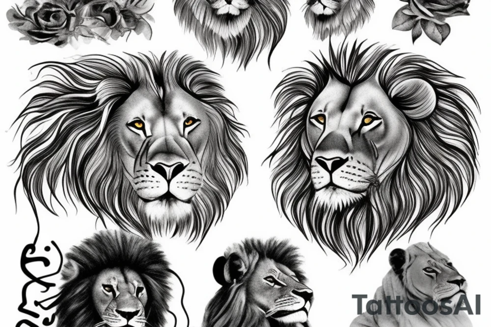 Big Lion with crown tattoo idea