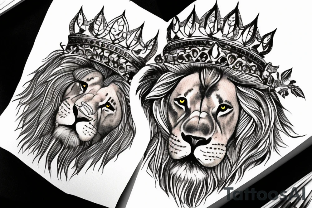 Big Lion with crown tattoo idea