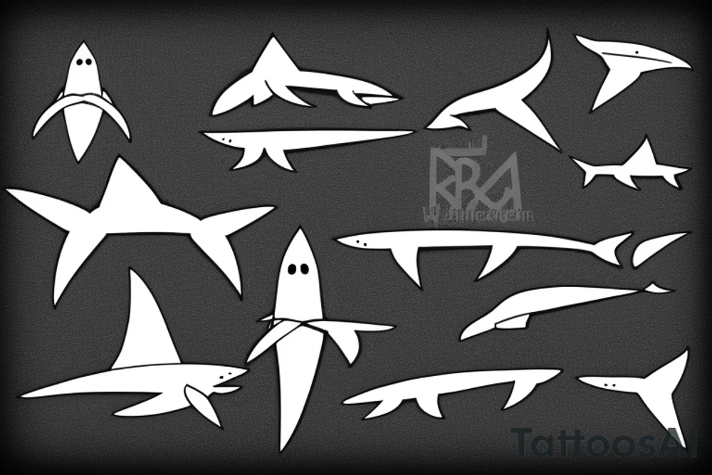 Minimalist geometric shark tattoo idea