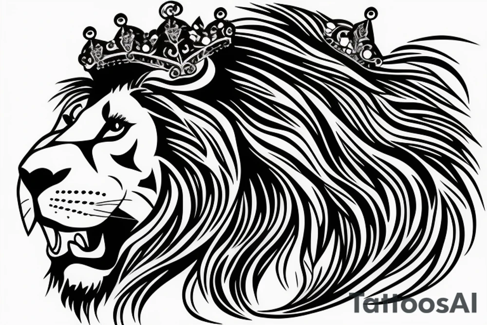 Big Lion with crown tattoo idea