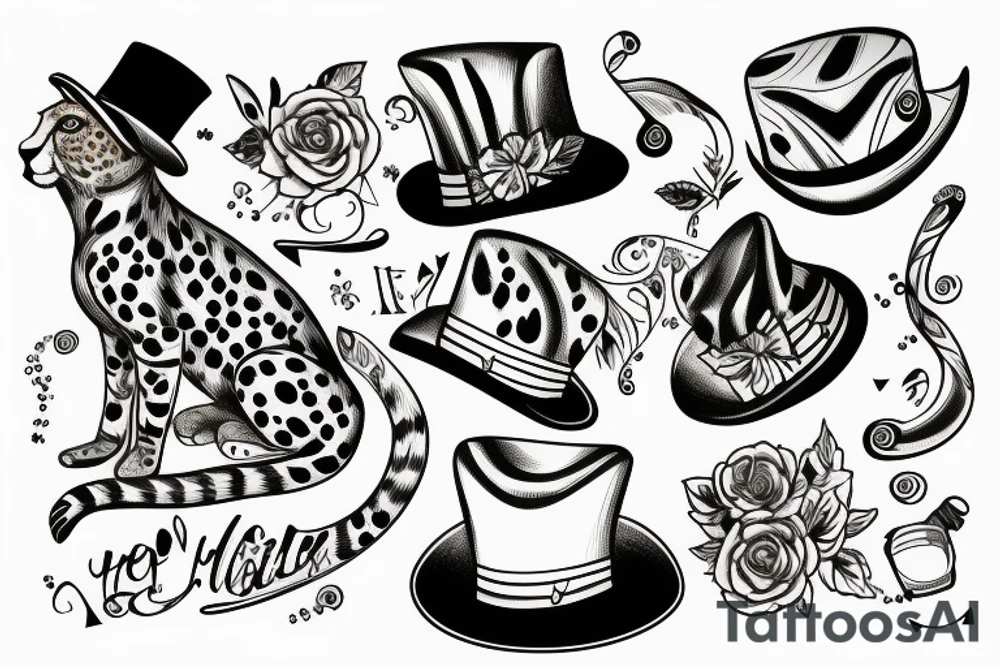 cheetah wearing a top-hat tattoo idea