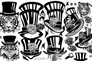 tiger head wearing a top hat tattoo idea