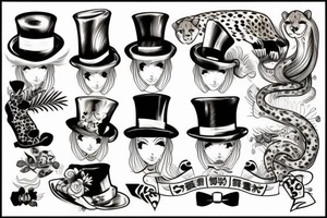 cheetah wearing top hat tattoo idea