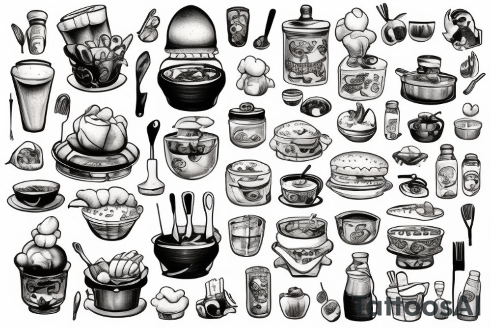 Chef working in a kitchen tattoo idea